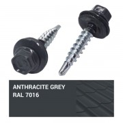 Винт за метал/дърво 4.8 х 20 mm, RAL 7016, с шайба EPDM, самопробивен Винт за метал/дърво 4.8 х 20 mm, RAL 7016, с шайба EPDM, самопробивен