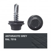 Винт за метал 4.8 х 20 mm RAL 7016 самопробивен AR0, глава 6-стенна с EPDM шайба Винт за метал 4.8 х 20 mm RAL 7016 самопробивен AR0, глава 6-стенна с EPDM шайба