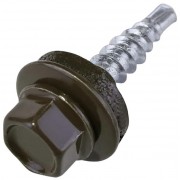 Винт за метал/дърво 4.8 х 20 mm, RAL 8017, с шайба EPDM, самопробивен